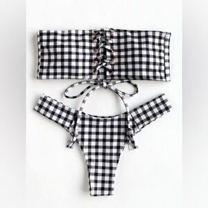 Bandeau gingham bikini set